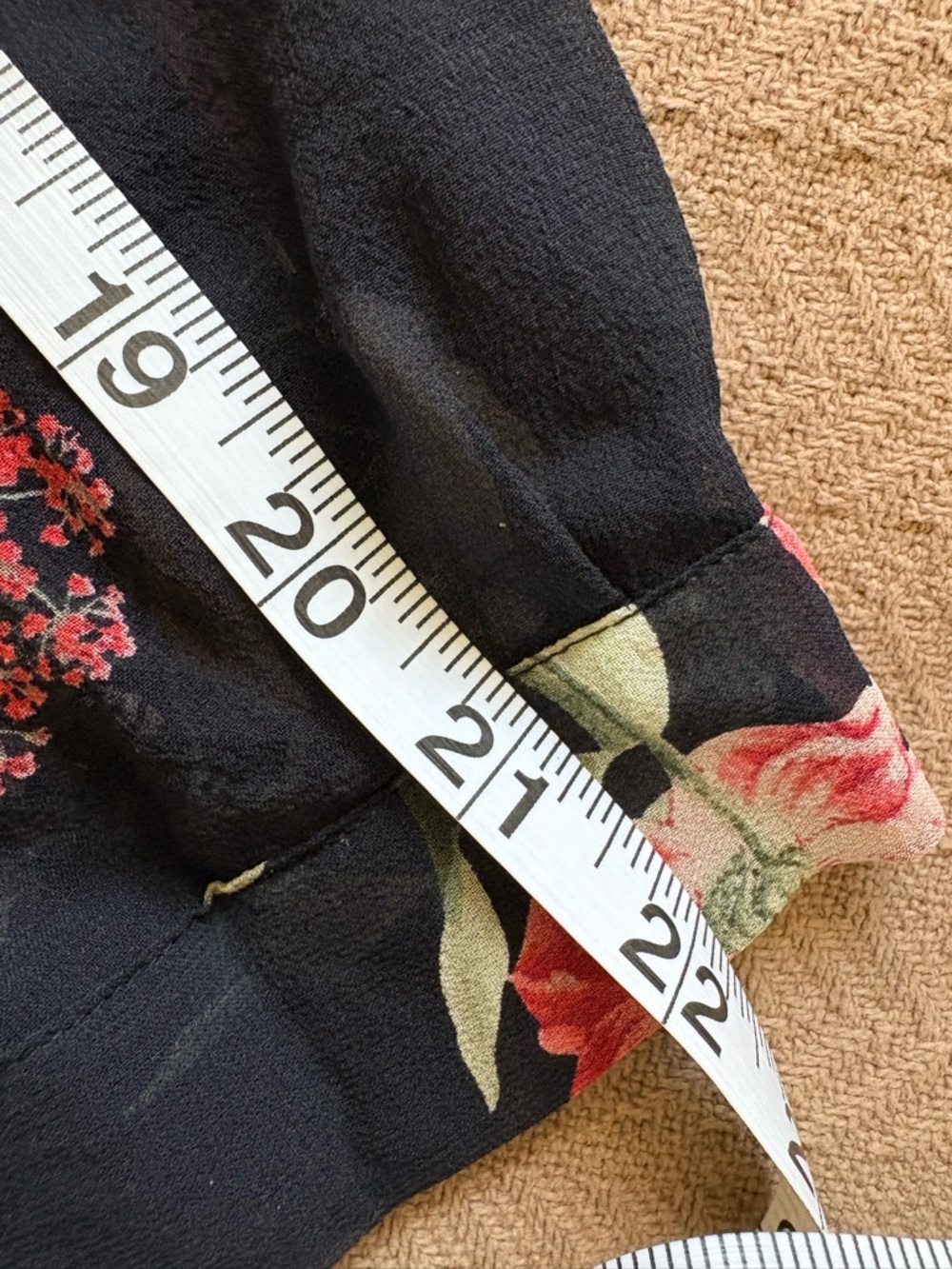 Joie Silk Black Sheer Floral V-Neck Skirt with Red and Cream Blooms - Picture 8 of 11